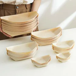 Disposable Wood Boat Plates Dishes Better Than Bamboo 100% Compostable And Biodegradable Eco Friendly Party Plates