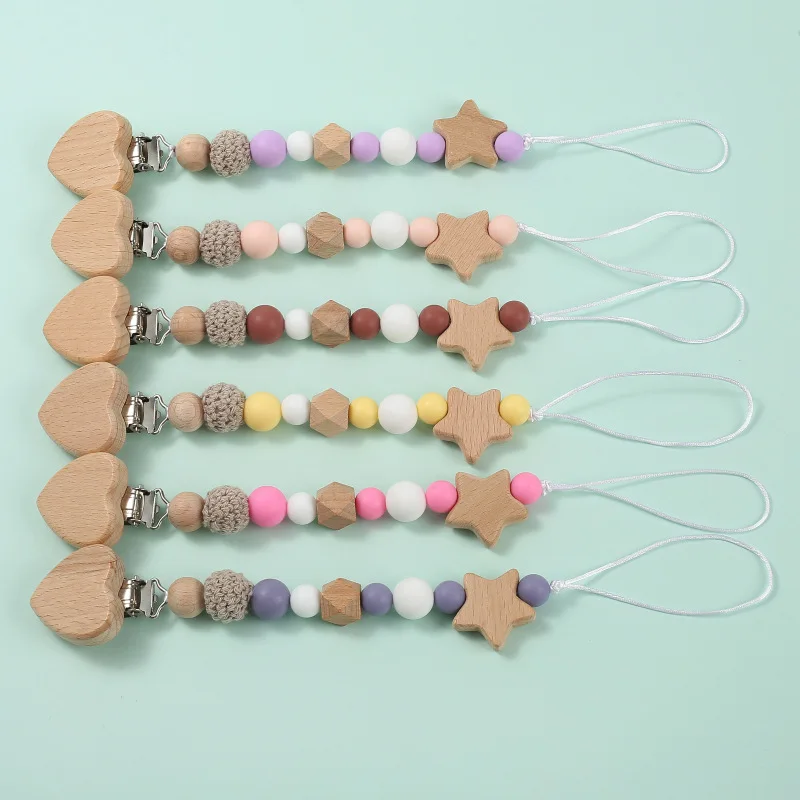 Attache-tétine en bois avec nom personnalisé pour bébé, clip de sucette, anneau de dentition, jouets à mâcher, cadeau, DIY