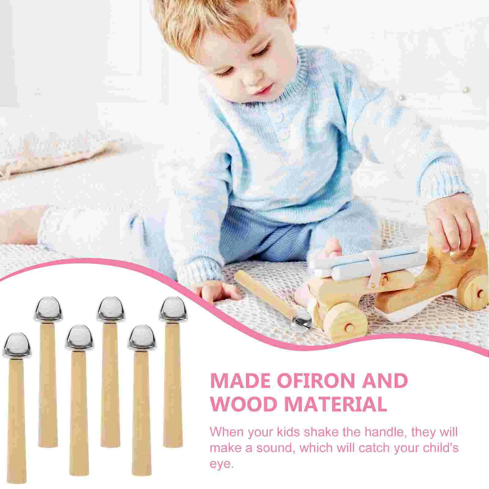 6 uds. Instrumentos musicales para niños, material didáctico para guardería, sonajeros para niños pequeños, juguetes de madera de mano para bebés