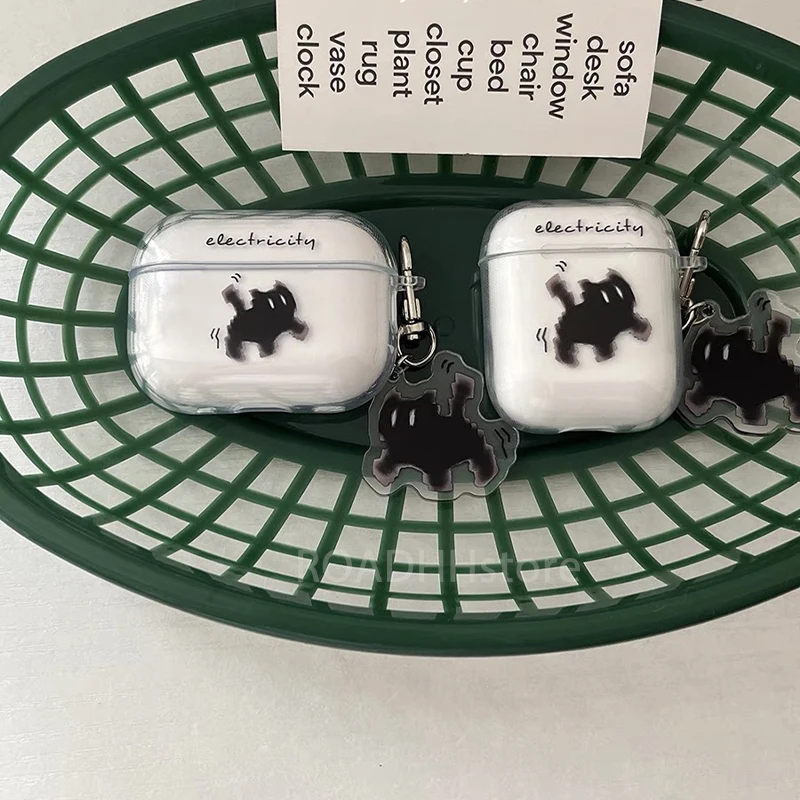 Wireless bluetooth cute cat black charging box transparent soft silicone earphone case for apple airpods 3 pro 2 2nd 1 cover