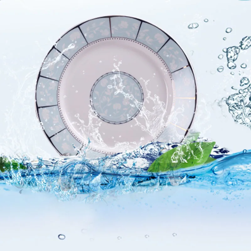 طبق عشاء على الطراز الأوروبي بورسلين ذهبي اللون أكل طبق عشاء عصري غربي عتيق أدوات المطبخ فيسيل #1