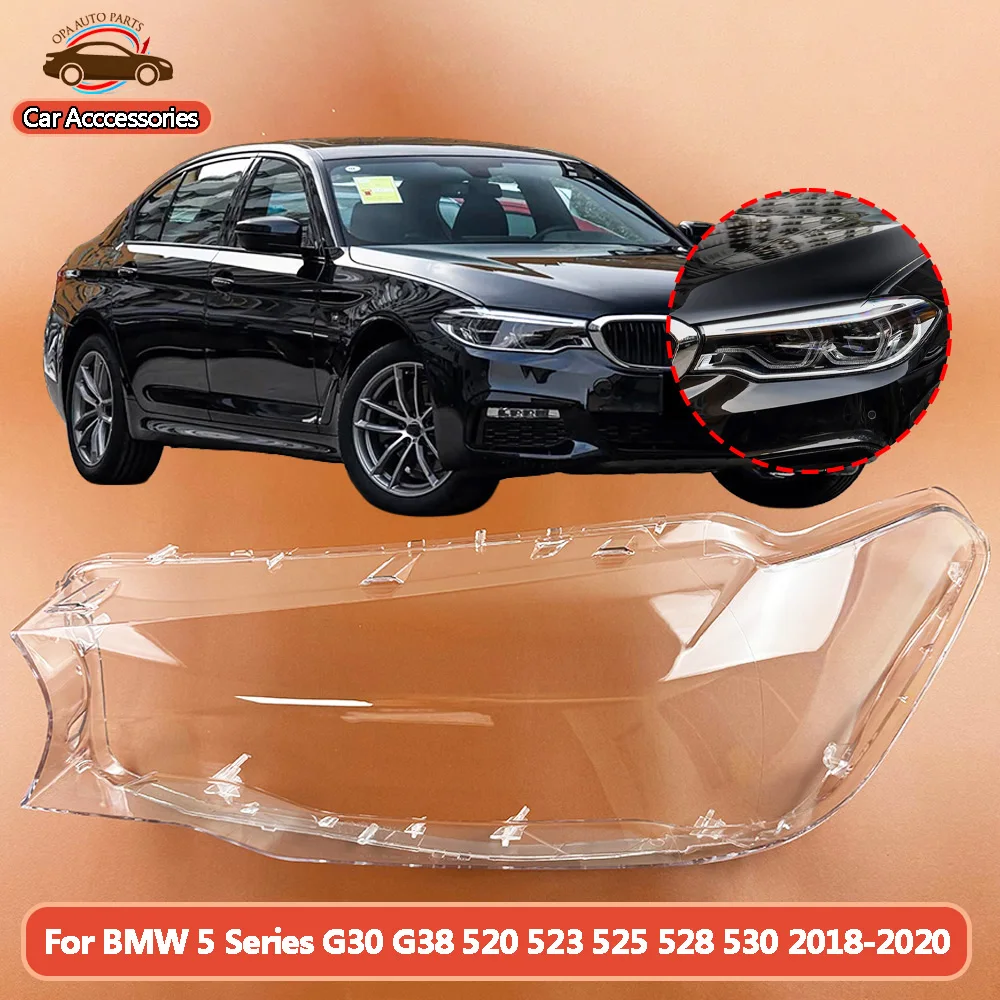 Car Headlight Shell For BMW 5 Series 2018-2020 G30 G38 520 523 525 528 530 Transparent Lampshade Headlamp Cover Lens Plexiglass