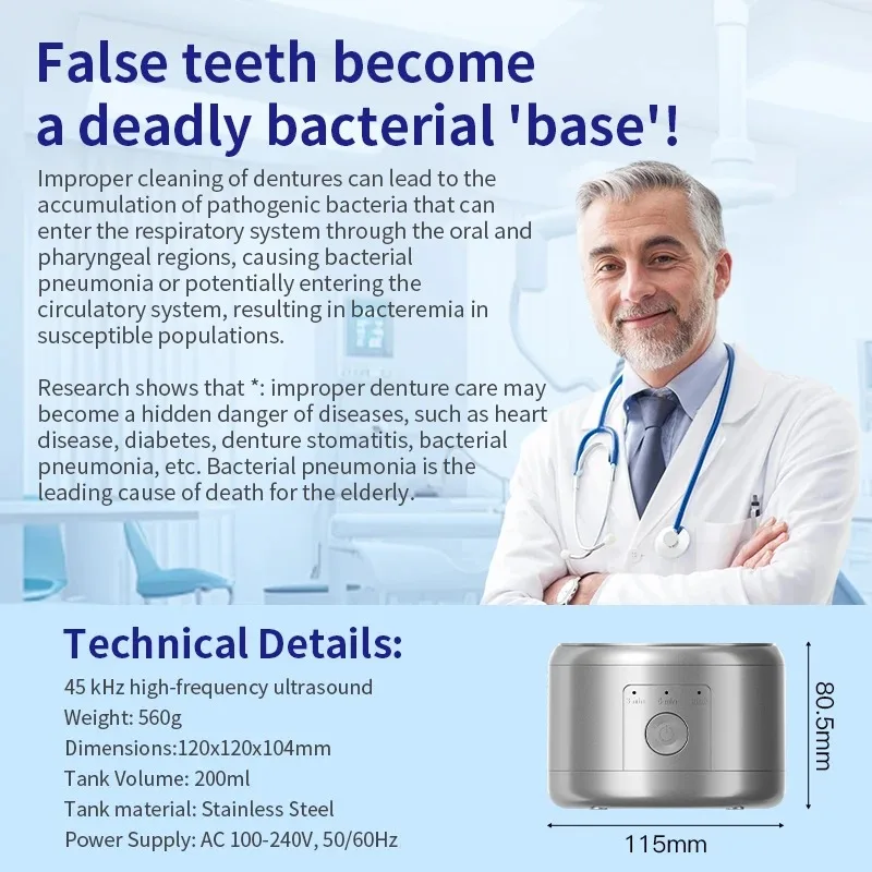 آلة تنظيف التجنيب بالموجات فوق الصوتية المحمولة لأطقم الأسنان، صواني تبييض أليجنر لحراسة الفم - مستلزمات العناية الشخصية بالفم