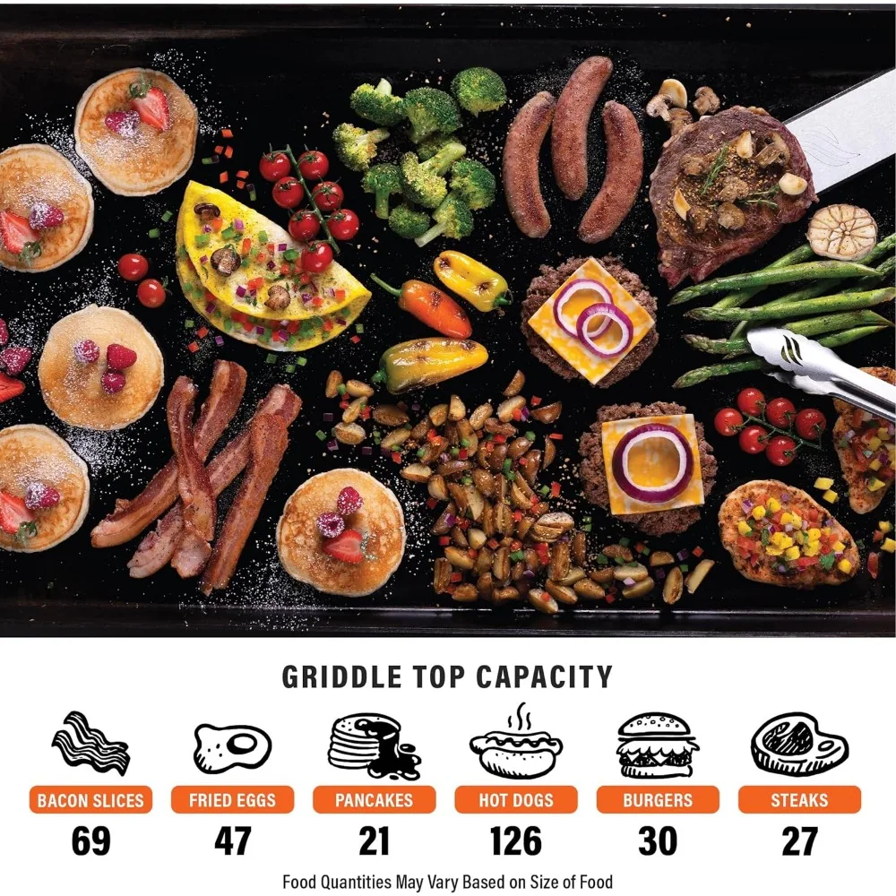 1984 Original 36 Inch Front Shelf, Side Shelf & Magnetic Strip Heavy Duty Flat Top Griddle Grill Station for Kitchen