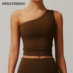 Women's Sports Bra Single Shoulder Beautiful Back Top Push Up Fitness Bra Yoga Gym Workout Bra Fitness Top Sports Breathable Bra