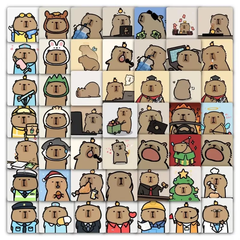 59Pcs Cute Cartoon Capybara Graffiti Stickers Creative DIY Cup Guitar Luggage Handbag Waterproof Decoration Gifts for Kids