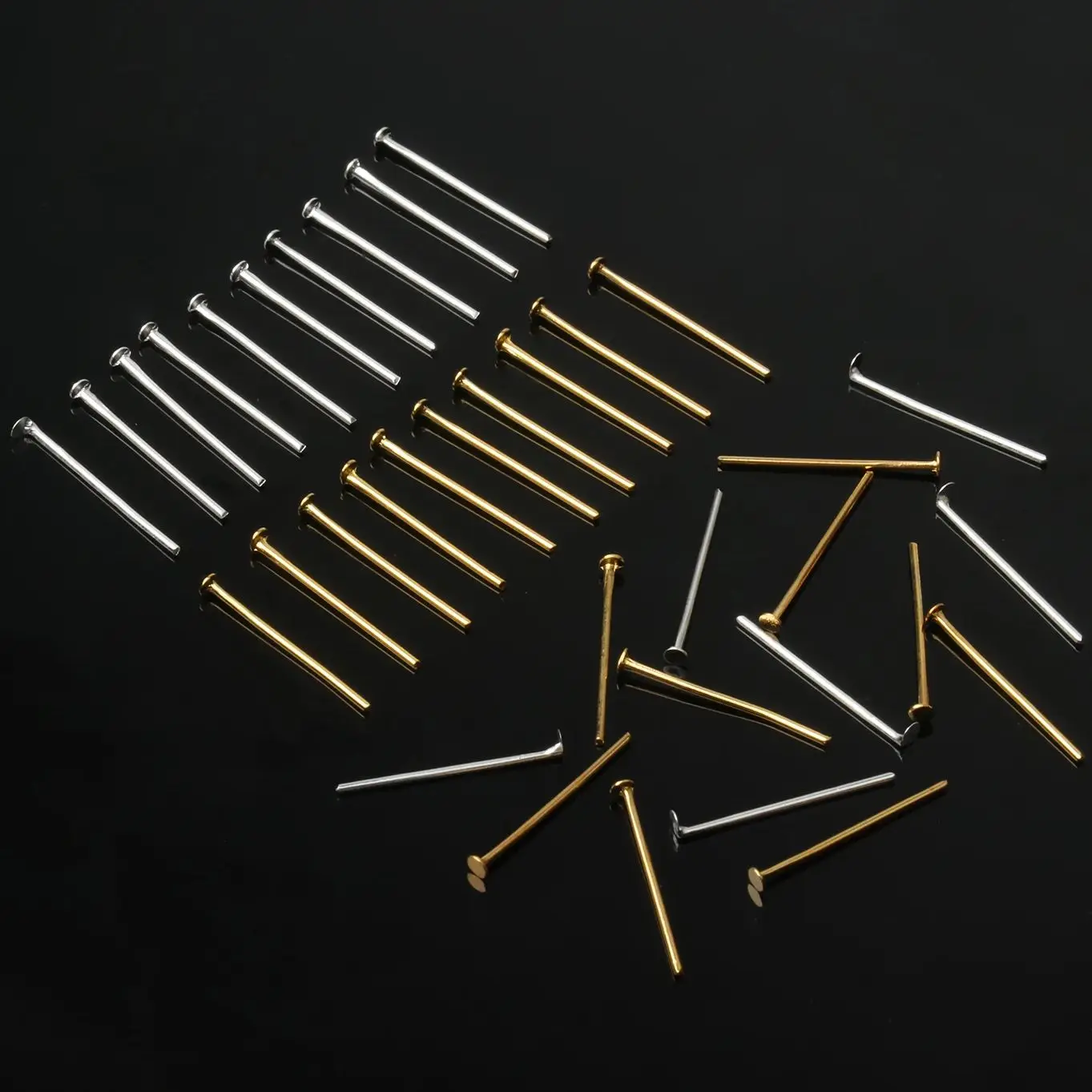 Wholesale 1box Gold Color Flat Head Pins 20mm Pins Accessories Box Kits Fashion Jewelry Making DIY Fixed Connectors Findings