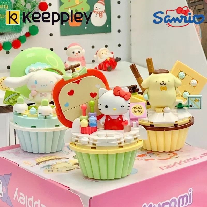 Keeppley-décennie s de construction Sanurgente pour filles, Kuromi Pochacco, Hello Kitty, modèle de tasse à gâteau, jouet de décoration de salle d'assemblage, cadeau de vacances