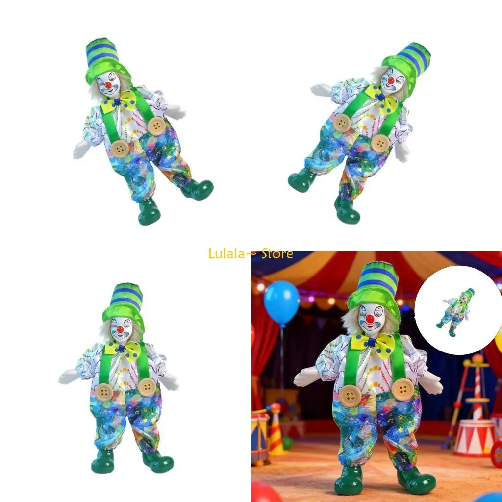

Y4QA декоративная фигурка клоуна, кукла с подвижными конечностями, центральная статуя фестиваля, статуэтка для карнавала,