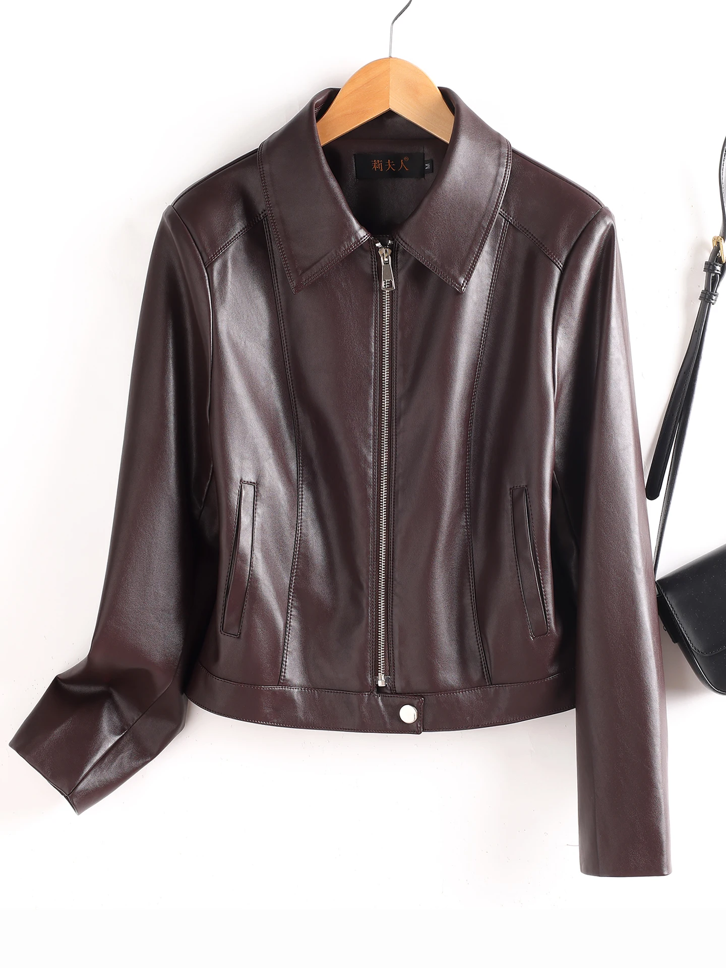 

Женская куртка из натуральной кожи Ning, винтажная, свободного кроя, для весны и осени, модная верхняя одежда, стройнящая фигуру