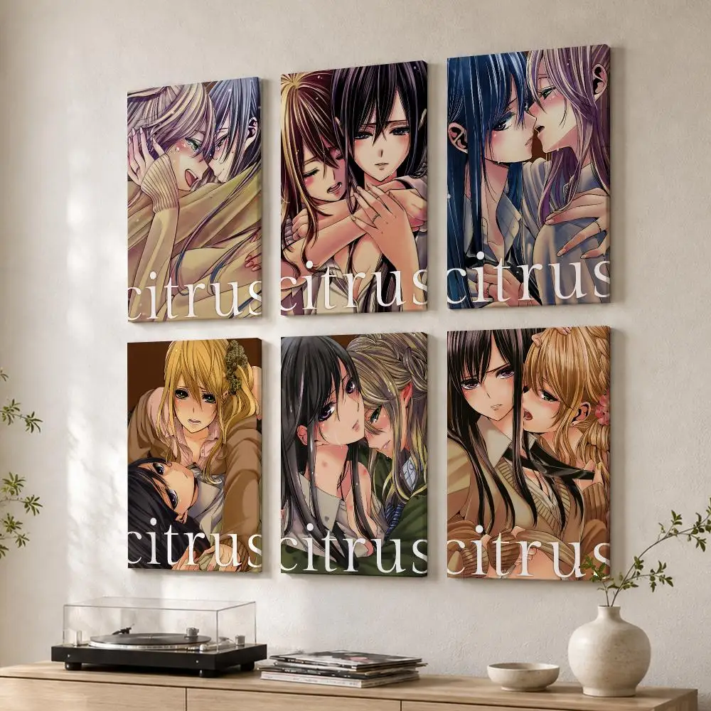 Japanese Anime C-Citrus Framed Wall Painting Wood Canvas Poster For Living Room Bedroom Hallway Office Home Decor Gift