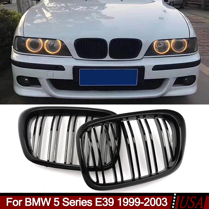 

Front Grille Assembly For BMW E39 525i 528i 530i 535i 540i M5 1999-2003 Glossy Black Front Kidney Grilles Racing Grill