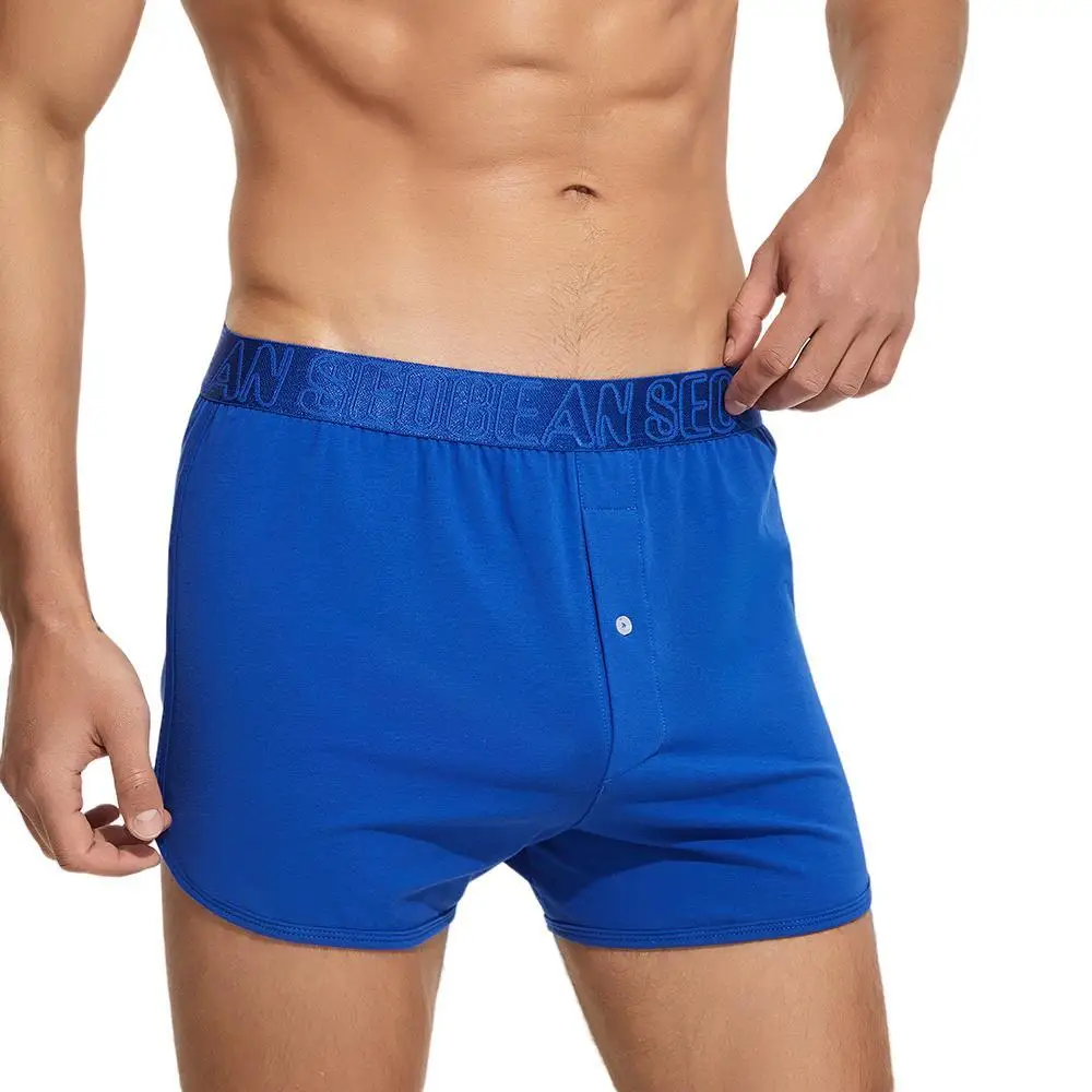 SEOBEAN-Short de Nuit en Coton pour Homme, Pyjama Confortable et Respirant, Boxer Doux, Bas de Sommeil