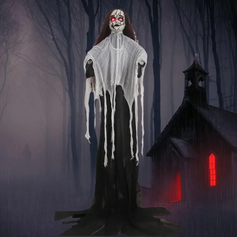 

Аниматронное украшение невесты в натуральную величину, украшение невесты-призрака на Хэллоуин со звуком, скелет на батарейках для с привидениями