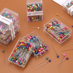 100/300/500Pcs Colorful Round Pearl Head Needles Stitch Straight Push Sewing Pins For Dressmaking DIY Sewing Tools Positioning