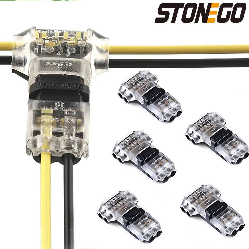 STONEGO 5PCS Wire Cable Snap In Connector No-solder No-peel Quick Terminal Connections Joiners Auto Plug Electrical Accessories