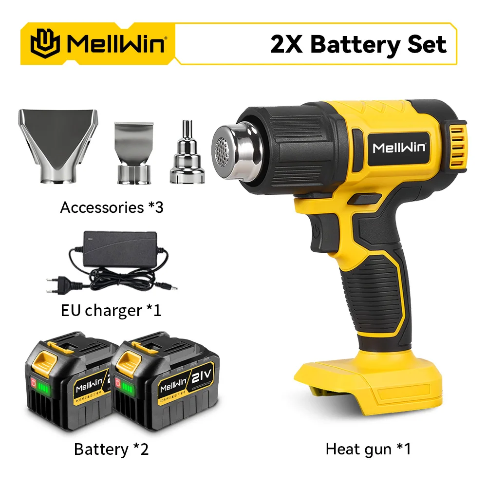 MELLWIN 540 ° C Draadloze Elektrische Heteluchtpistool 25 Versnelling Aanpassen Heteluchtpistool Voor Auto Film Strippen Lak Voor Makita 18 V batterij Pin