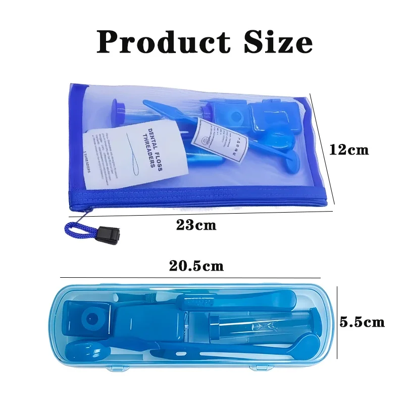 8pcs/set Dental Care Brush Kit Orthodontic Teeth Cleaning Tool Foldable Toothbrush Interdental Brush Floss Thread Wax Travel Kit