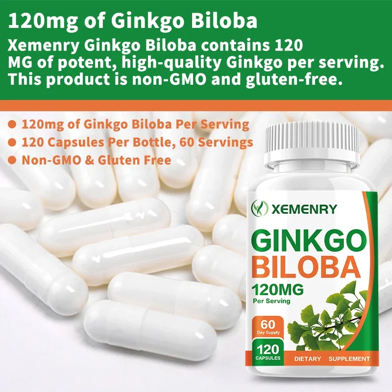 Ginkgo Biloba Capsules - Brain Health, Improving Concentration & Memory, Energy Boost