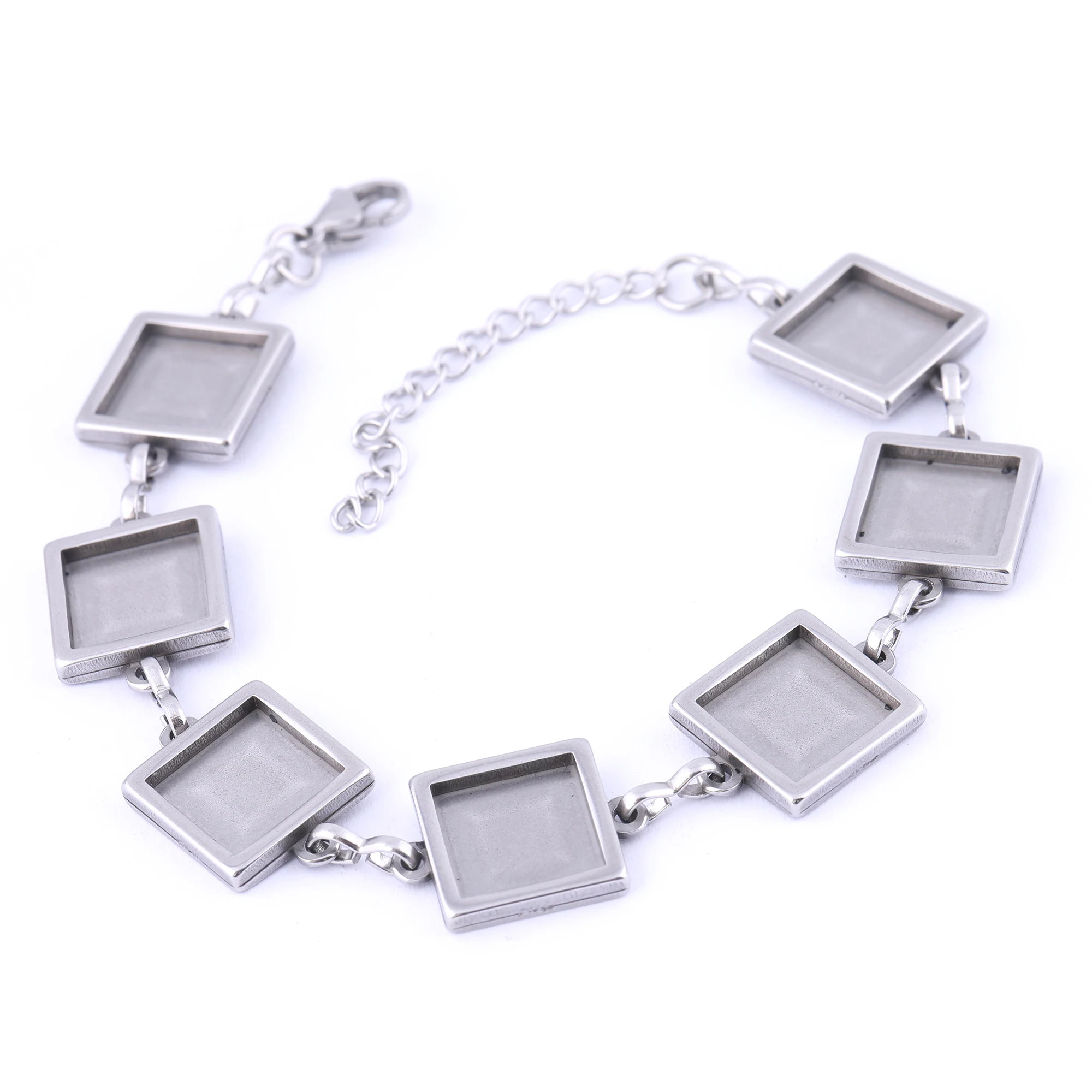2 szt. Stal nierdzewna Fit 10mm 12mm kwadratowa bransoletka Cabochon ustawienie podstawy puste miejsca Diy ramki do bransoletek materiały do ​​rękodzieła