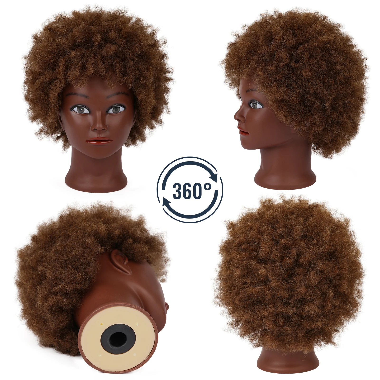 AliLeader-Tête de Mannequin de Formation en Cheveux Humains, Coiffeur, Maquillage Afro, 8 Pouces, à Vendre
