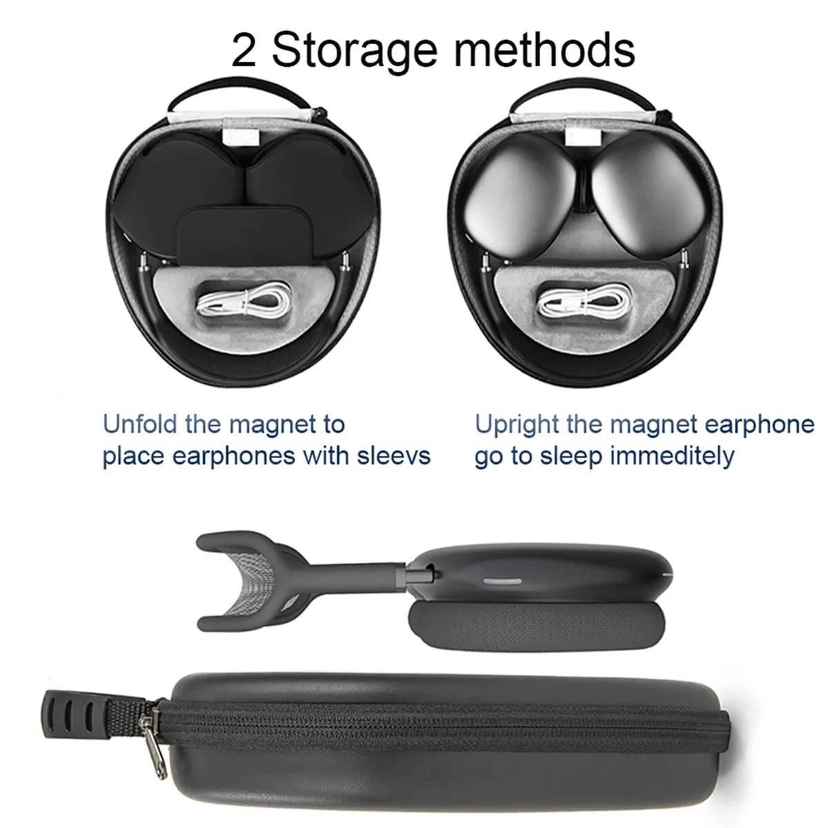 

AT9-Smart Case for Airpods Max with Auto-Sleep Hard EVA Shell Waterproof Shockproof Portable Carry Organize Bag