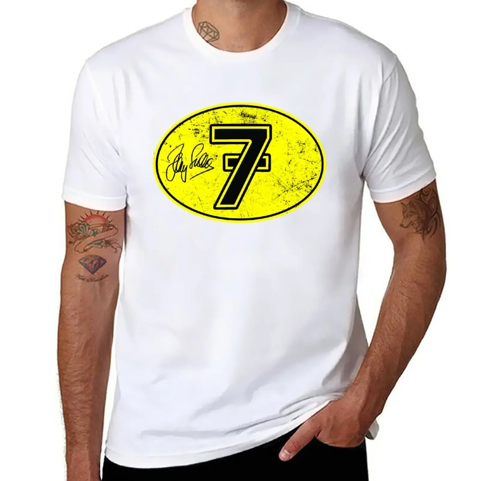 New Barry Sheene Lucky 7 T-Shirt oversized t shirt cute clothes cute tops mens heavyweight fashion Round Neck manga vintage 2024