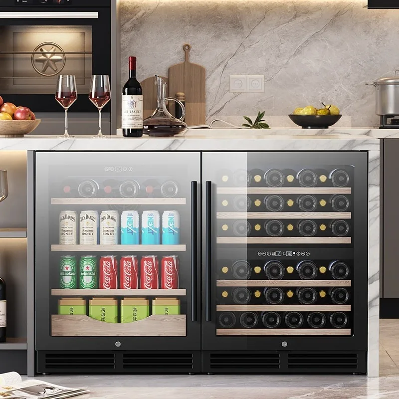 

Embedded Red Wine Cabinet Electric Automatic Defrost Constant Double Temperature Control Refrigerated Household Kitchen