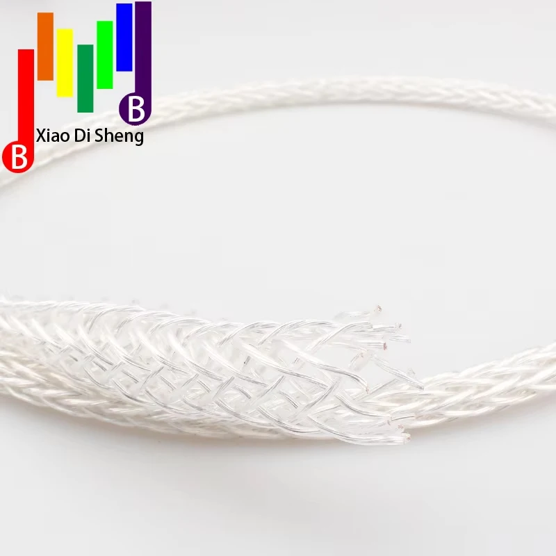 Trança 8ag alta pureza banhado a prata cabo de alto-falante occ 16 fios fio de alto-falante de áudio alta fidelidade diy em massa