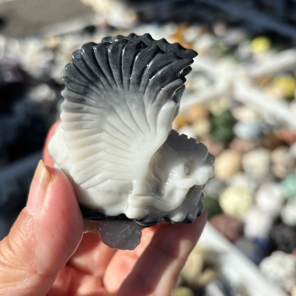 Natural Tai Shi Stone Wing Pixiu Turtle Hand-Carved Gemstone Statue - Home Decor Collectible Craft Gift