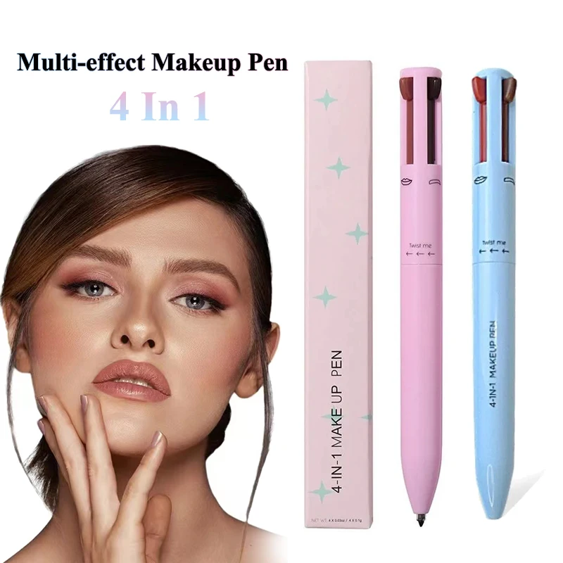 Professionele Make-Up Pennen Multifunctionele 4 In 1 Tekening Wenkbrauw Potlood Eyeliner Contour Pen Easy Color Lip Liner Pen Beauty Tools