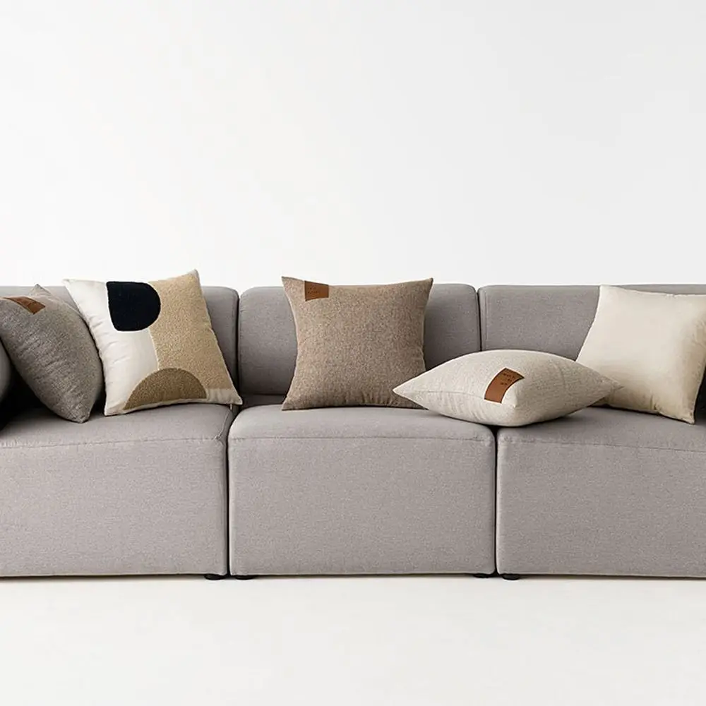 Modern 40/50cm Splicing Throw Pillow Cover Solid Color Soft Waist Cushion Cover Comfortable Linen Sofa Pillowcase Home Decor