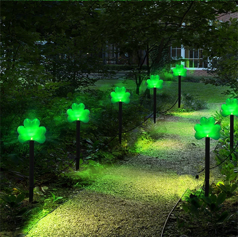 2024 Christmas Solar Stake Lights Waterproof Battery Leaf Graden Lawn Lights Pathway Christmas Decorations LED Lights 578