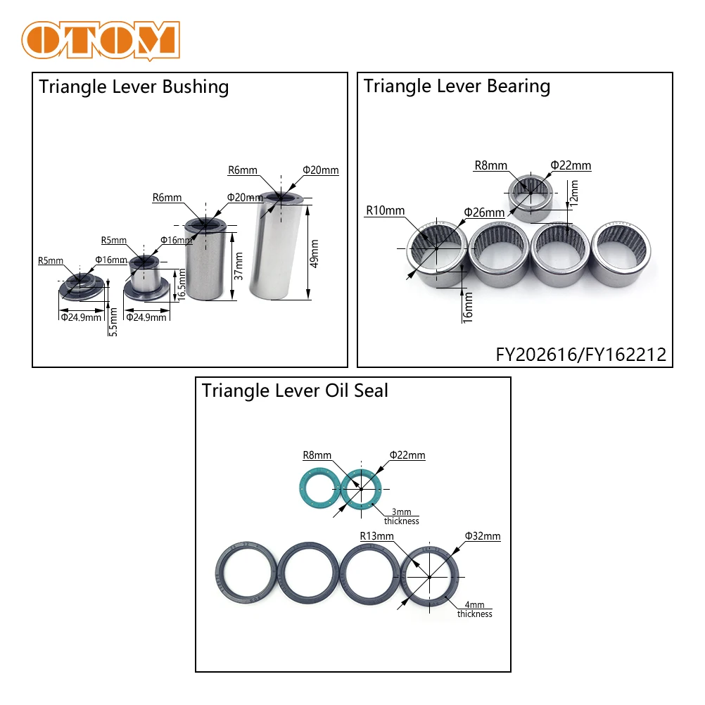 OTOM Motocross Triangle Lever Maintenance Kit Bearing Oil Seal Bushing Parts For KAWASAKI KX250F KX450F KLX450R 06-18 Motorcycle