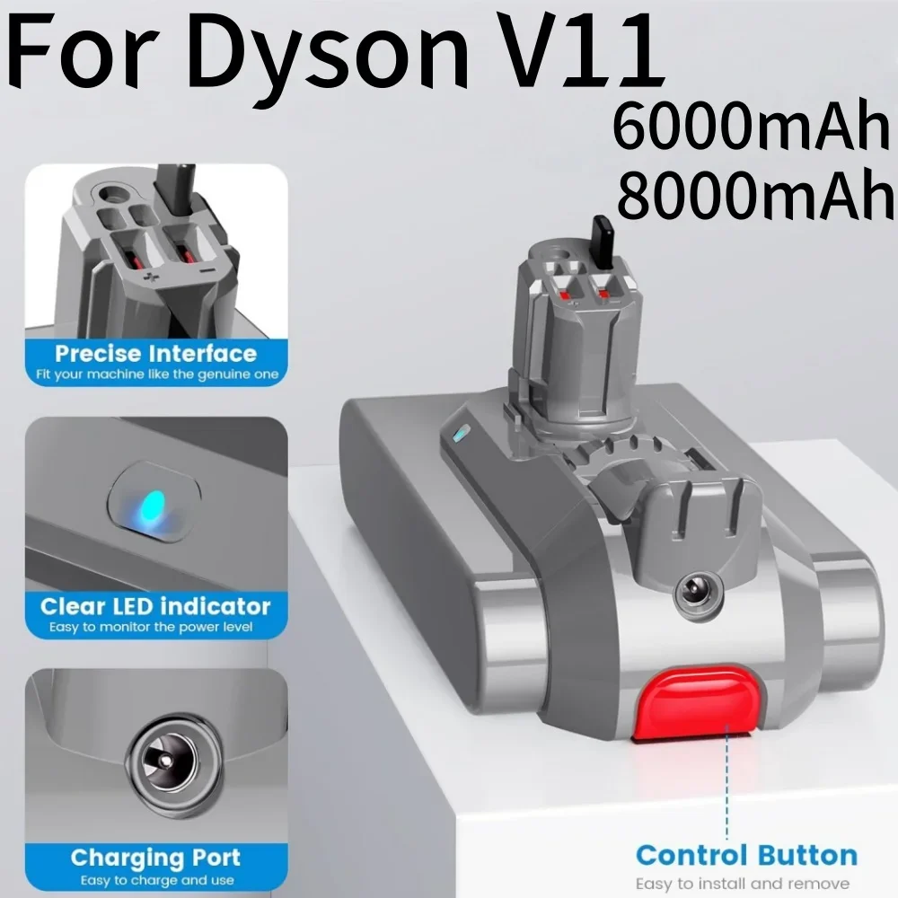 25.2V 6000mAh/8000mAh Battery (Buckle Version) for Dyson V11 SV15/SV16/SV17/SV18/SV22 Vacuum Cleaner, Rechargeable Energy view 4