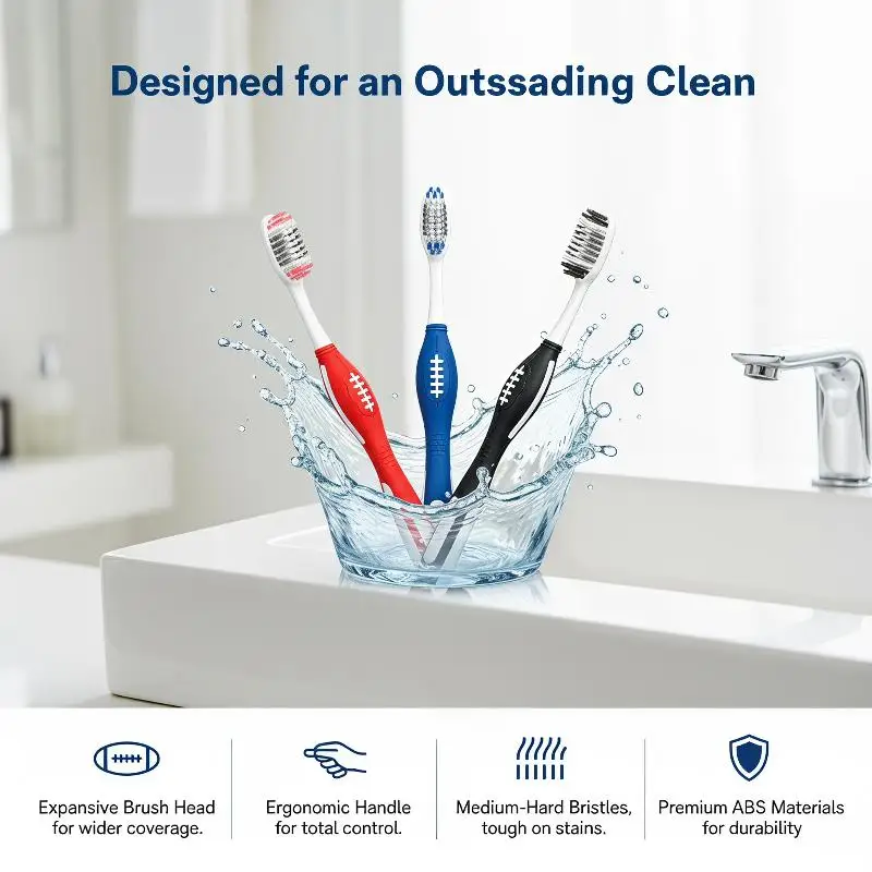 3 PCS Medium Hard Bristle Toothbrushes Spiral Bristles Non Slip Grip for Adults Family Oral Care