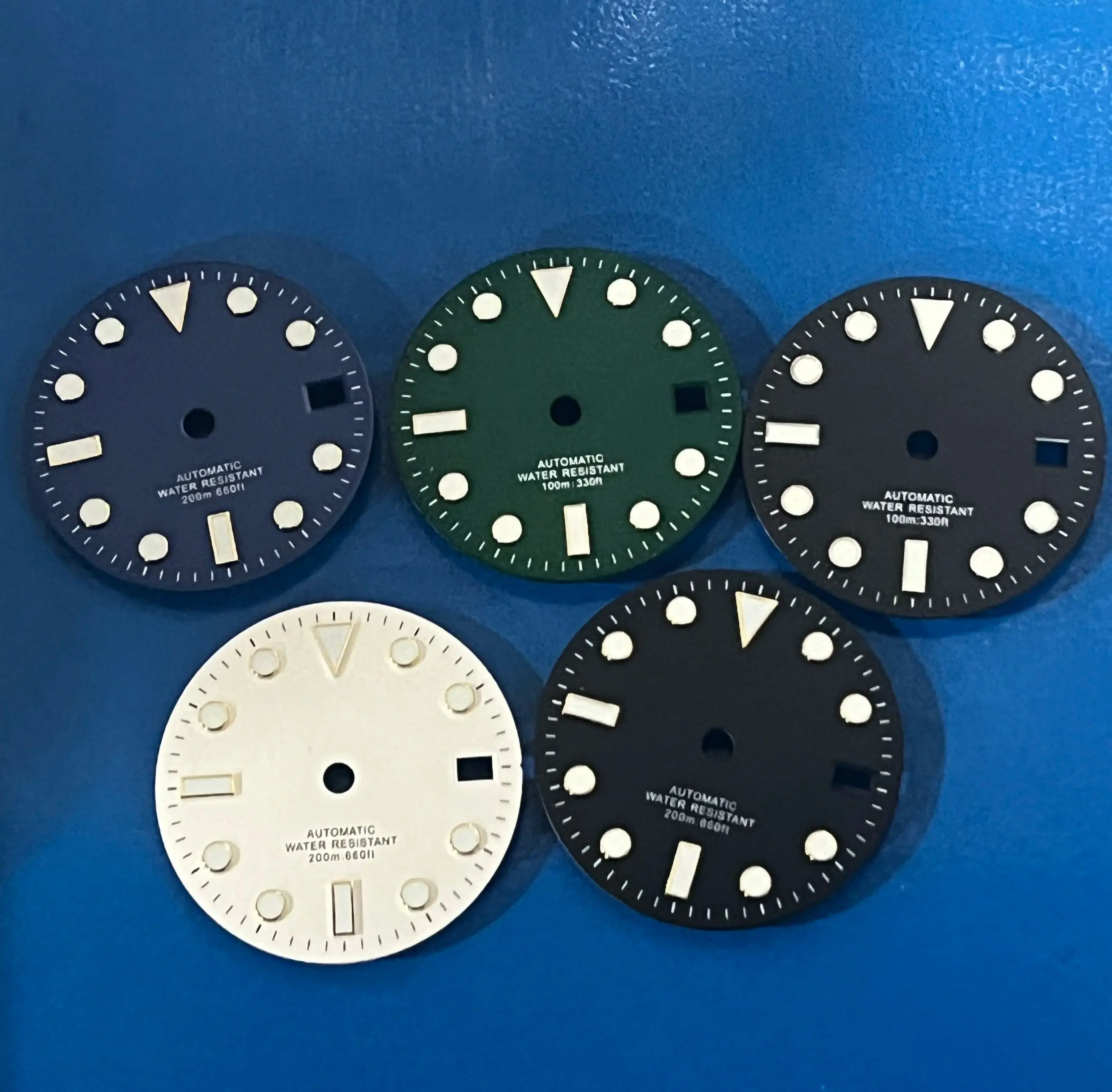 NEITON 28.5mm blue green white dial fit Miyota 8205 8215 821A ETA 2836 2824 Mingzhu DG2813 3804 NH35 movement luminous image 2
