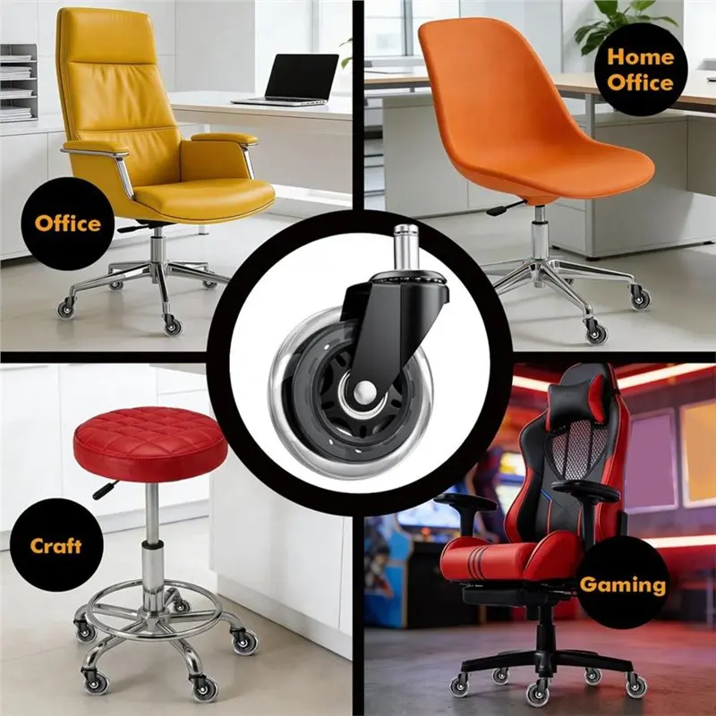 AB41-Chair Wheels 2.5 Inch Heavy Duty Replacement Chair Wheels Quiet Floor Protectors For Most Chairs