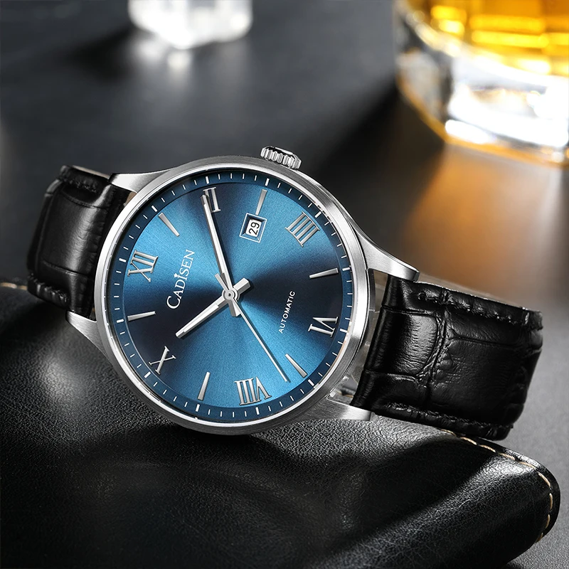 2023 NEW CADISEN Business Men Mechanical Watches MIYOTA 8215 Luxury Sapphire Glass Waterproof Automatic Leather strap Watch Men