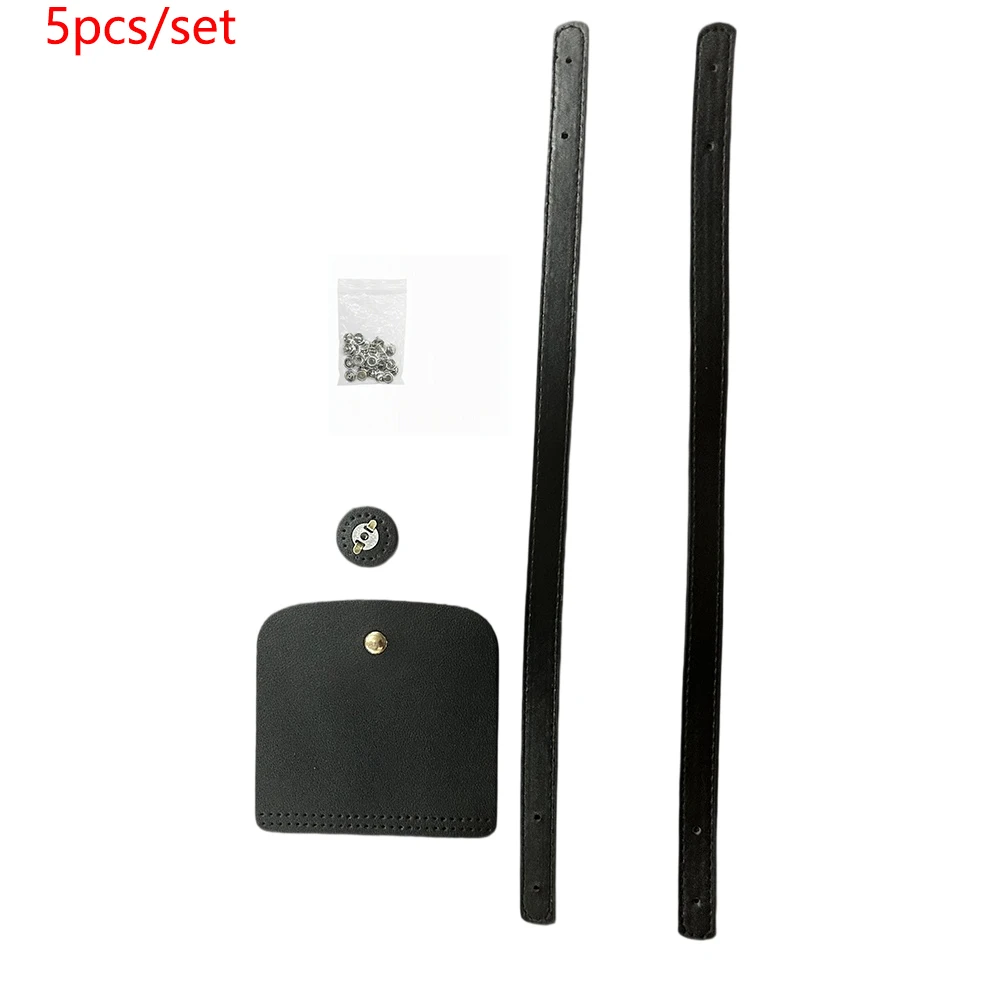 5-Piece Set of Pu Leather Bag Strap Replacement Accessories Kit for DIY Handmade Bag Making, Includes 45cm Bag Straps, 1 Bag Cover and Buckle, 1 Pack of Fixing Rivets, Easy and Convenient Installation, Replacement of Old Bag Straps, DIY Hand-Sewn Bag Accessories, Bag Style Renovation