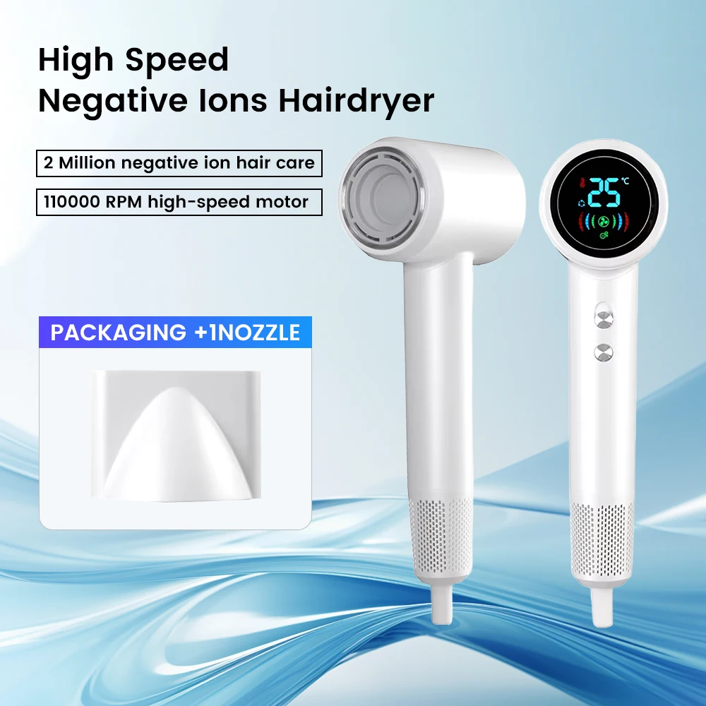 インテリジェントな冷温切替ヘアドライヤー マイナスイオンヘアケア ブラックテクノロジー 低騒音 スクリーンとエアノズル付き