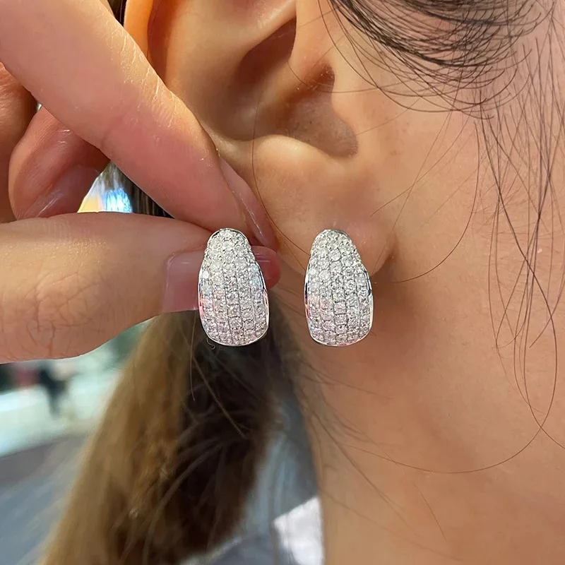 

2025 New European and American Style New Micro Inlaid Zircon Ear Buckle, Female Design Sense, Simple Temperament Accessory