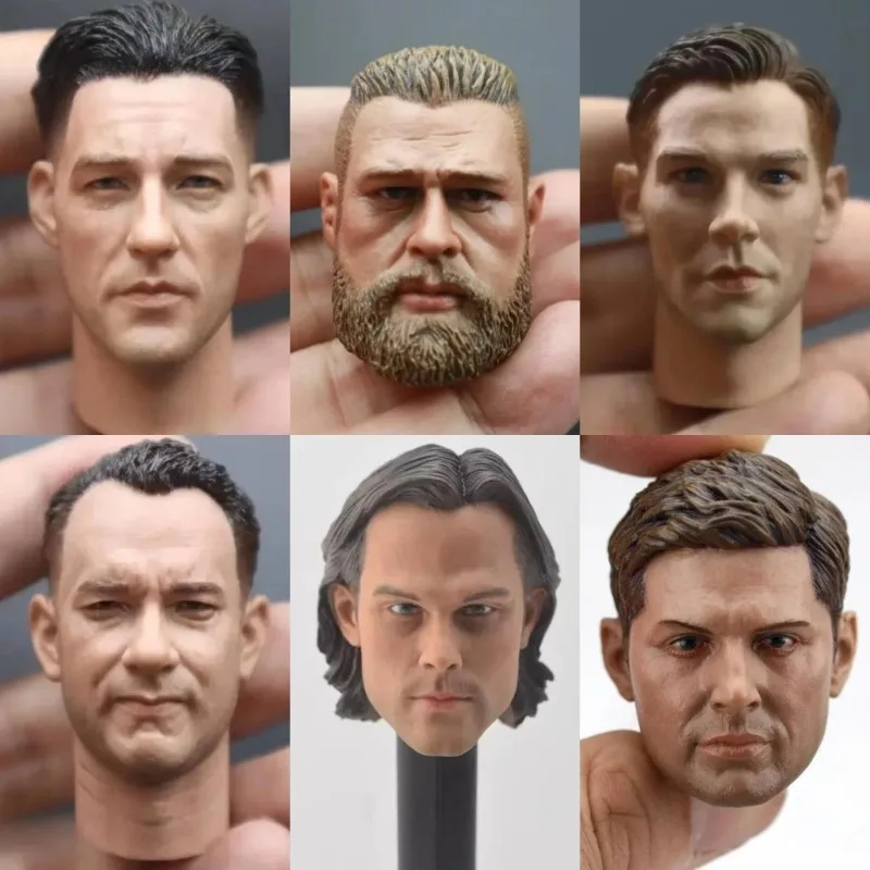 

1/6 Scale WWII Series Male Soldier Head Sculpt Tough Guy General Head Carving Model for 12" Action Figure Collectable