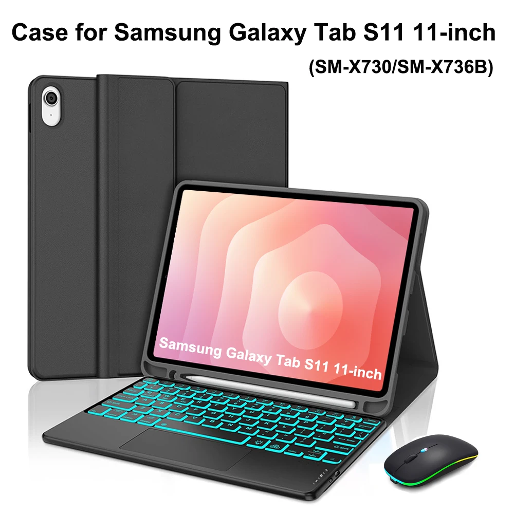 Case for Samsung Galaxy Tab S11 11-inch,Bluetooth Keyboard Cover for Galaxy S11 SM-X730/X736B,for Samsung Smart Stand Cover
