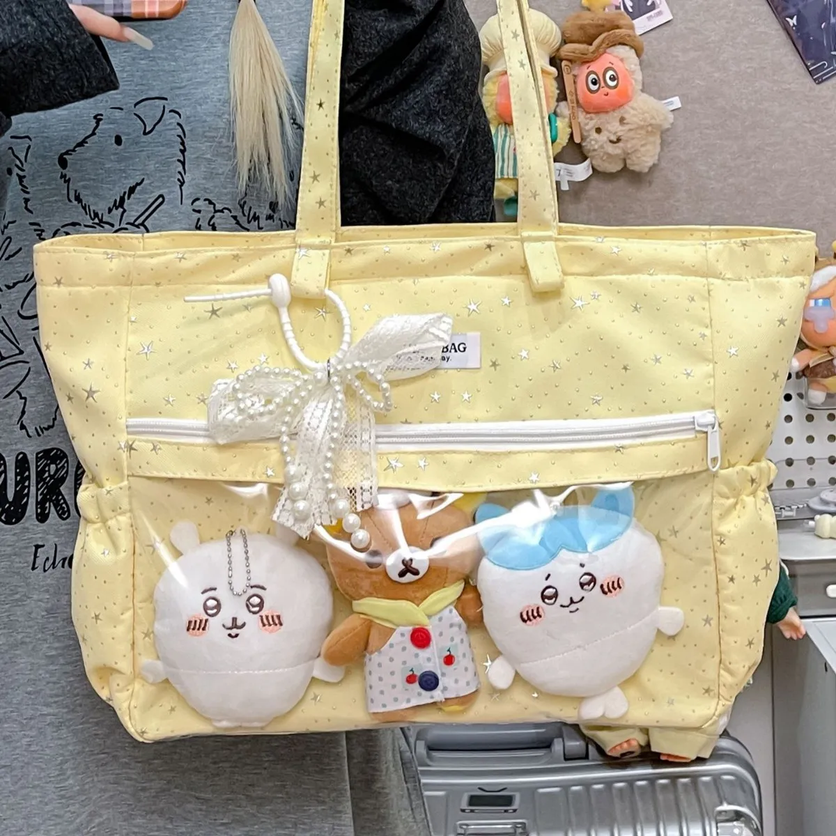 Shoulder Underarm Y2K Ulzzang Ita Bag Woman Polka Dot Tote Bag Trendy Bolso Transparent Sac Femme Youth Canvas Bolsos De Mujer