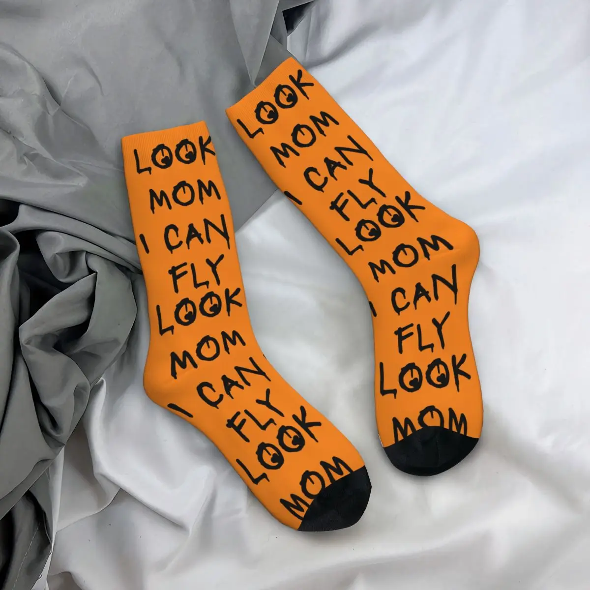 Crazy compression Look Mom I Can Fly Sock for Men Harajuku A-Astroworld Seamless Pattern Crew Sock Novelty