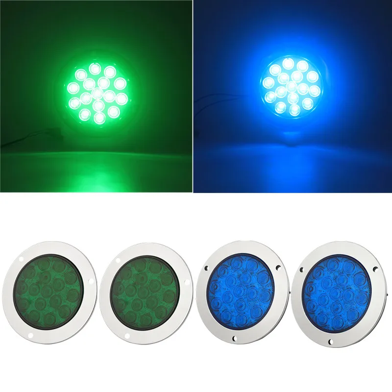 

2PCS Round Rear Tail Lights Car LED Brake Stop Turn Signal Warning Lights 16LED Taillight Truck Trailer Lorry Blue Green 12V 24V