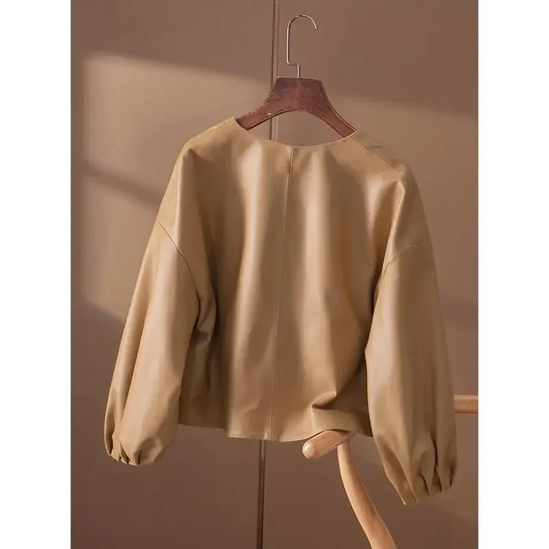 Blouson en cuir PU femme, court et simple, de haute qualité, pour le printemps et l'automne, Z539