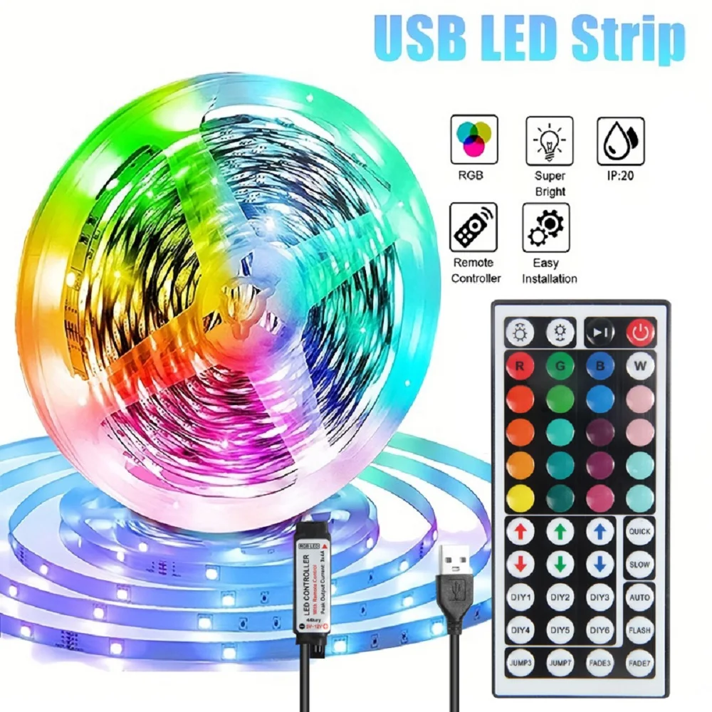 Remote Control LED Strip Light Color RGB Tape LED 5050 10m LED Lights for Room Decor Neon Light TV Backlight светодиотная лента