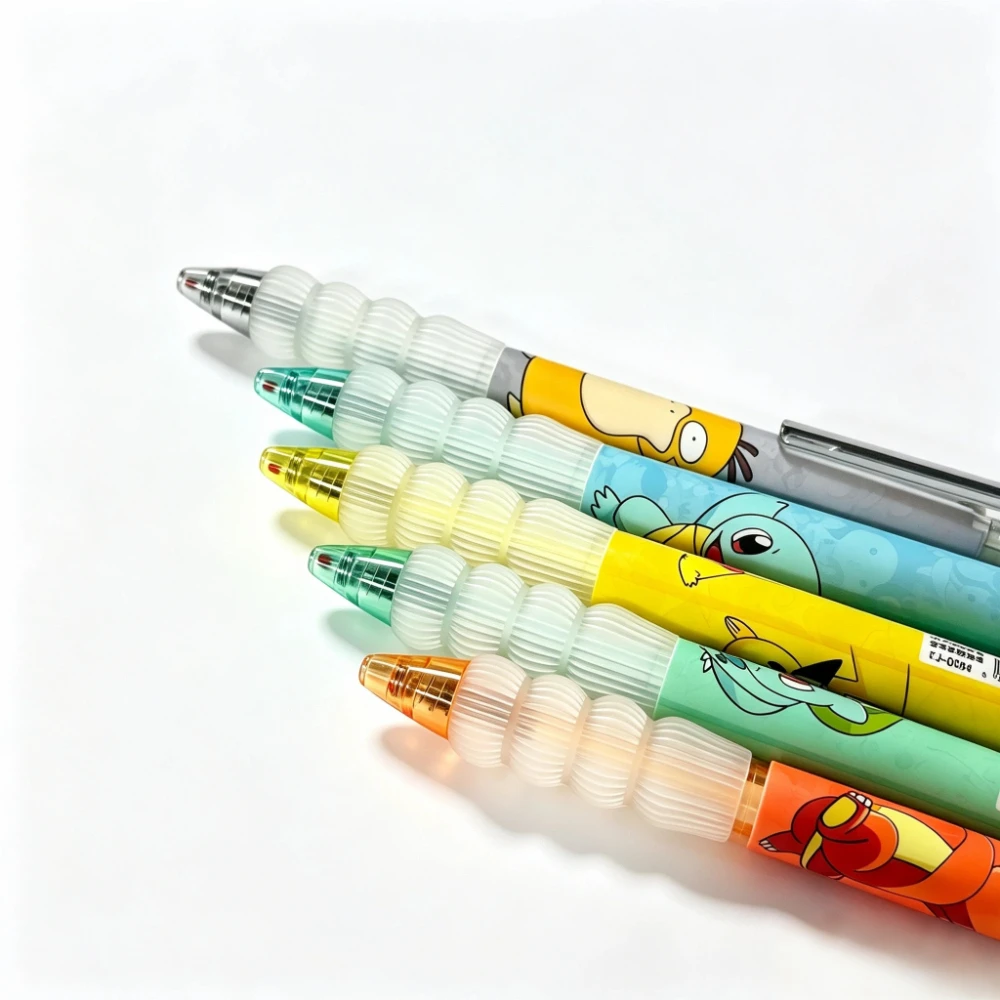 Lot de 5 stylos neutres mignons à motifs de dessins animés, pointe multi-usage, séchage rapide, écriture fluide, ensemble de papeterie pour écriture quotidienne et décoration, coffret cadeau